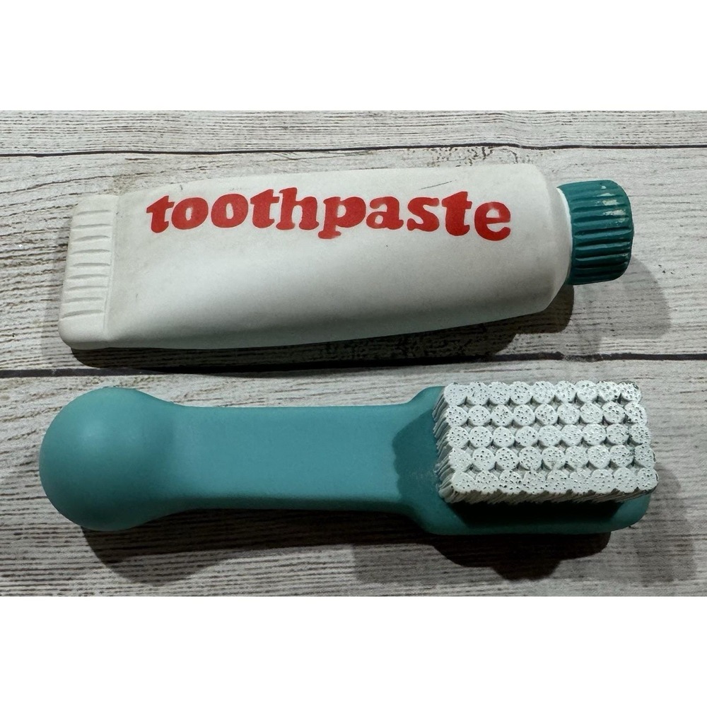 Vintage 1979 The First Years Squeaky Bath Toys Toothpaste & Toothbrush Tub37